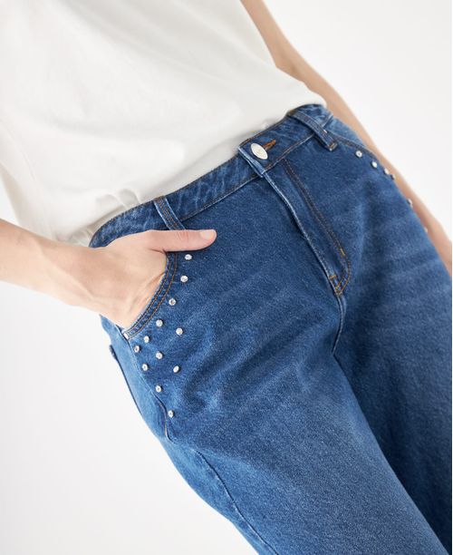 Jean Wide Leg con apliques para mujer