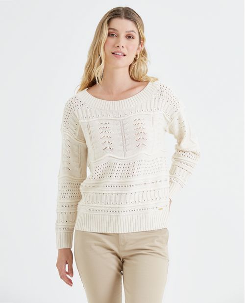 Suéter tejido con detalles desagujados para mujer