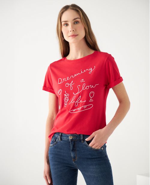 Camiseta con diseño bordado para mujer