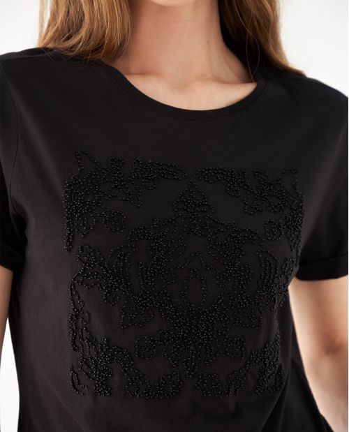 Camiseta con bordado decorativo para mujer