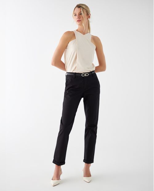 Pantalón con bolsillos diagonales para mujer
