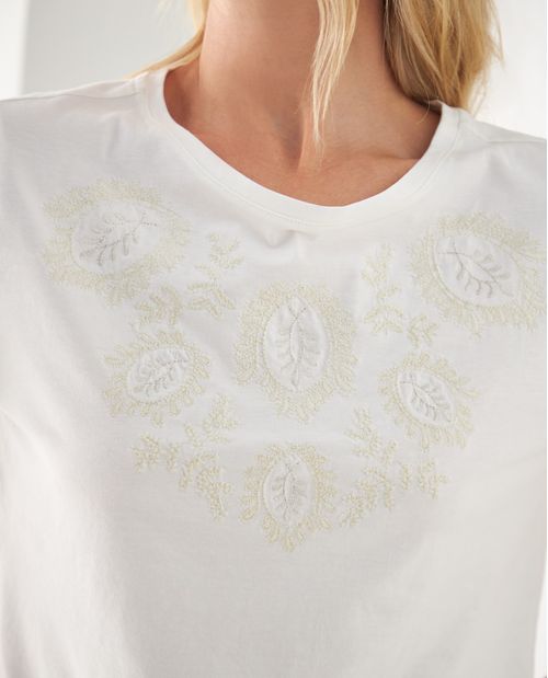 Camiseta con bordado en frente para mujer