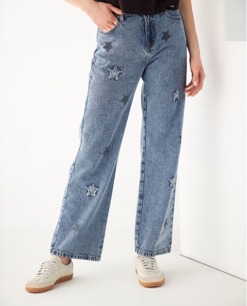Jean con apliques de estrellas para mujer