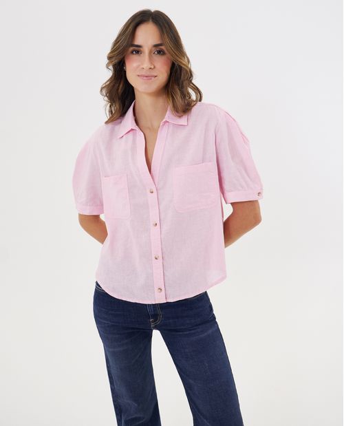 Camisa con bolsillos de parche para mujer