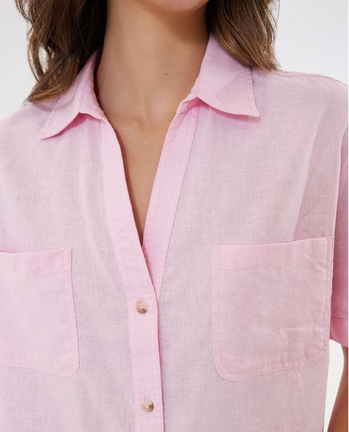 Camisa con bolsillos de parche para mujer