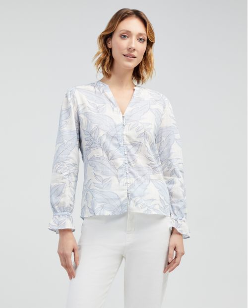 Camisa manga laga estamapada para mujer