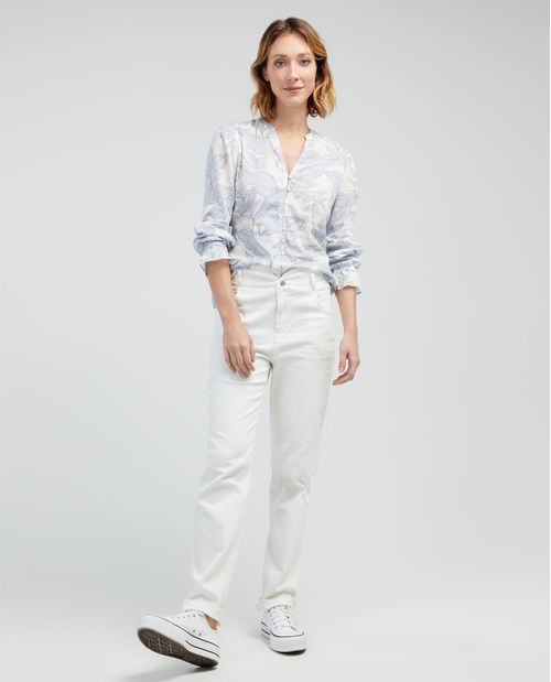 Camisa manga laga estamapada para mujer