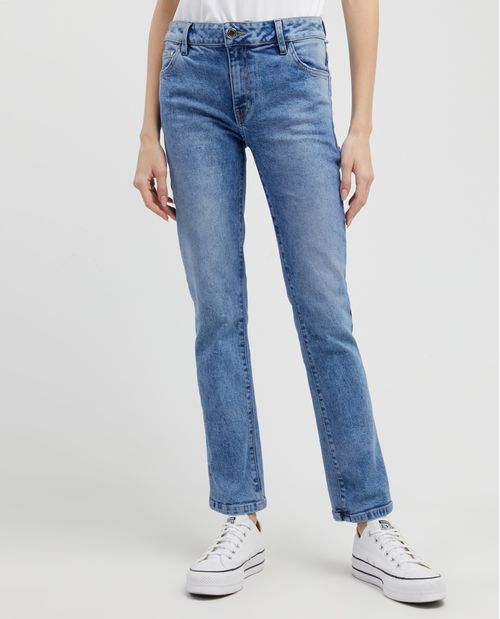 Jean straight tono claro tiro medio bota recta para mujer