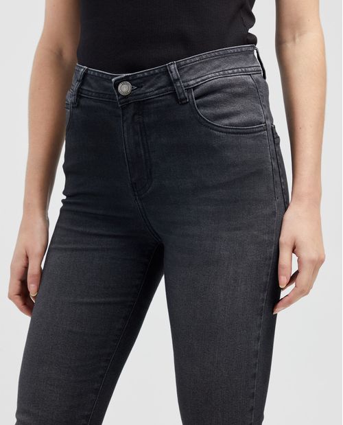 Jean straight tono oscuro tiro alto bota recta para mujer