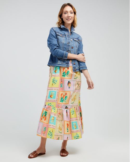 Vestido largo estampado tropical para mujer