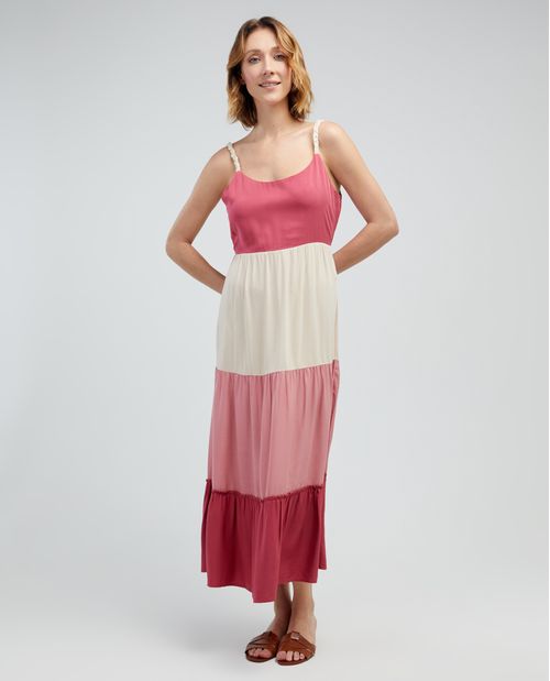 Vestido largo con bloques de colores para mujer
