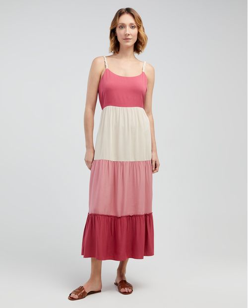 Vestido largo con bloques de colores para mujer