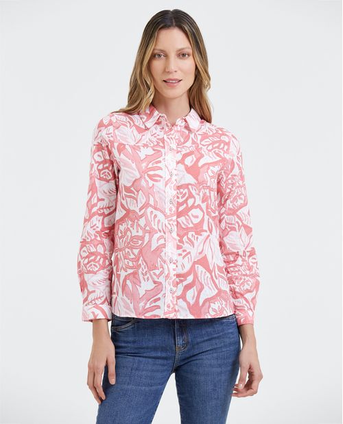 Camisa en combinación de estampados para mujer