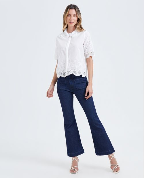 Camisa con ruedo semiredondo para mujer