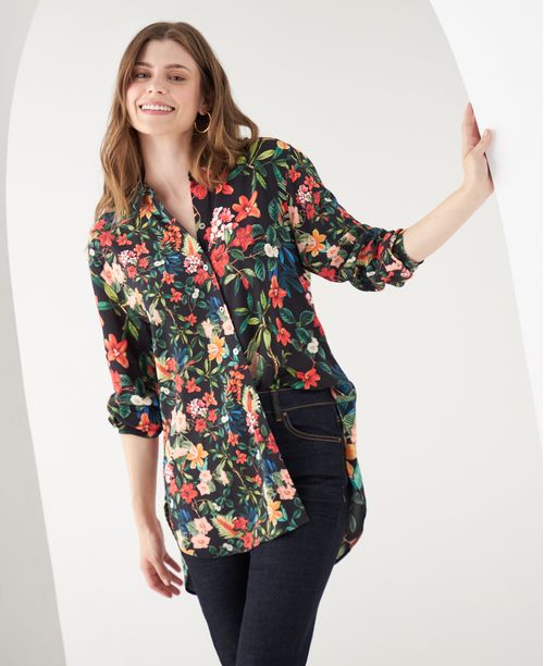 Camisa con diseño de flores para mujer