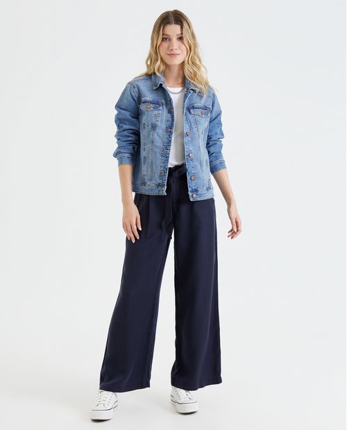 Pantalón tiro alto con cinturón para mujer