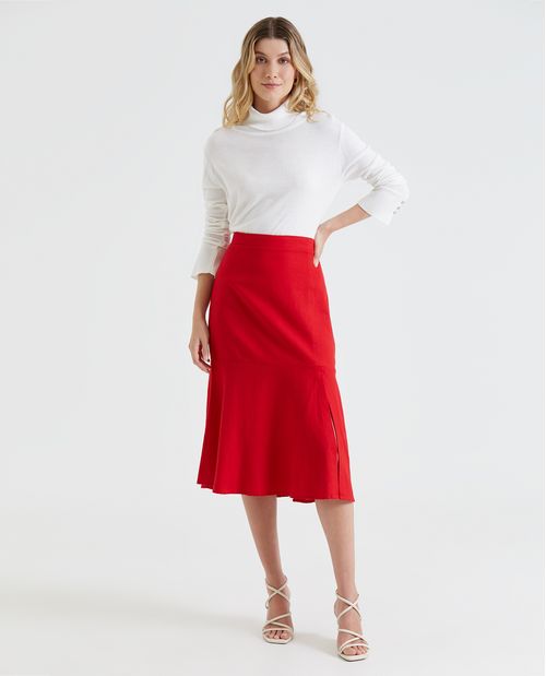 Falda midi con abertura para mujer