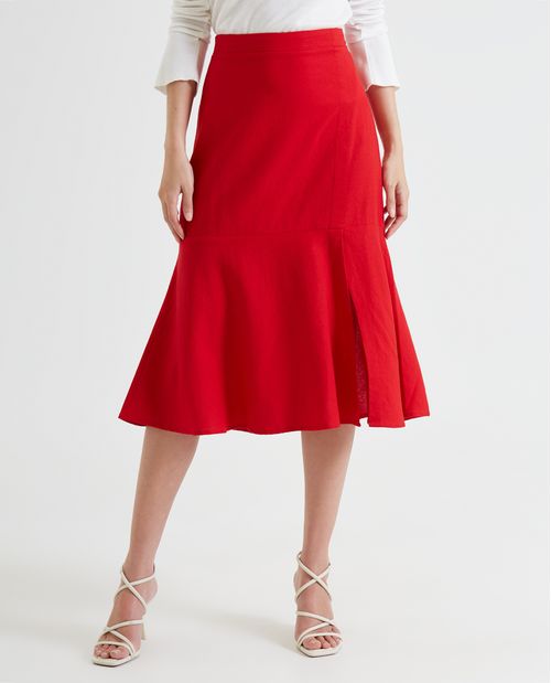 Falda midi con abertura para mujer