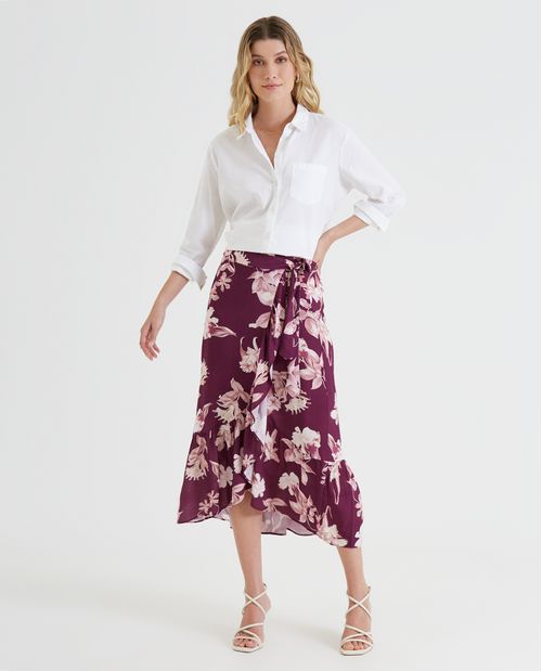 Falda midi con estampado para mujer