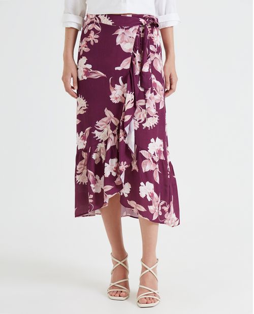 Falda midi con estampado para mujer