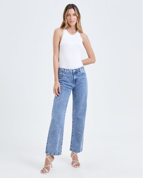 Jean Straight con mini print para mujer
