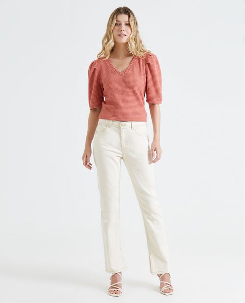 Jean Straight con hilos en contraste para mujer