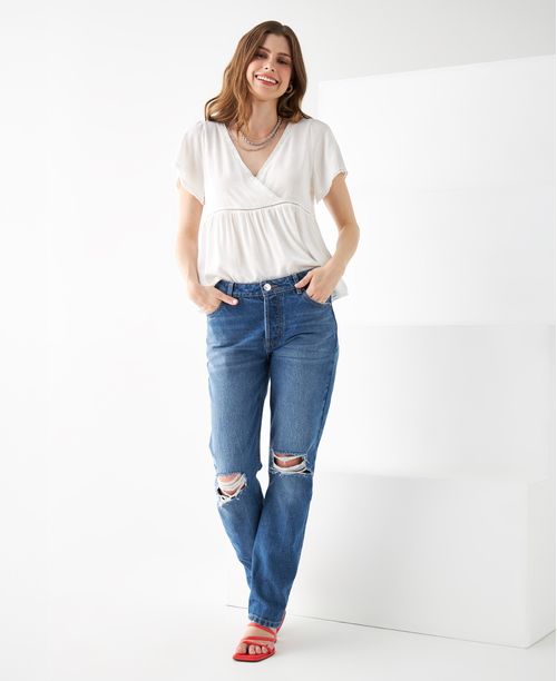 Jean Straight cinco botones para mujer