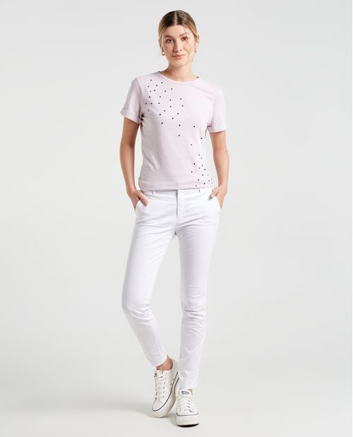 Camiseta con apliques decorativos para mujer