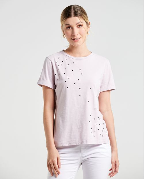 Camiseta con apliques decorativos para mujer