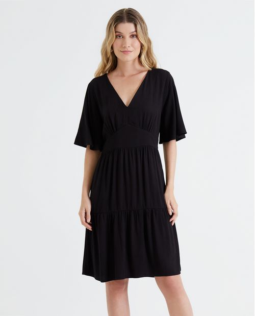 Vestido midi con manga amplia para mujer