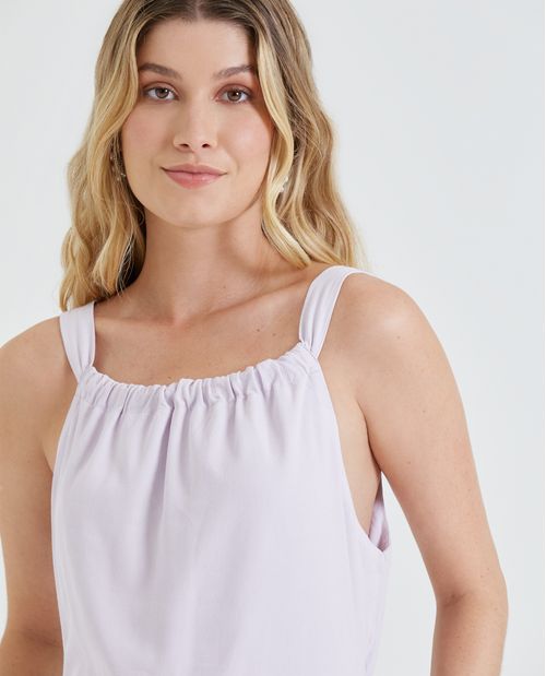 Enterizo largo con recogido en cuello para mujer