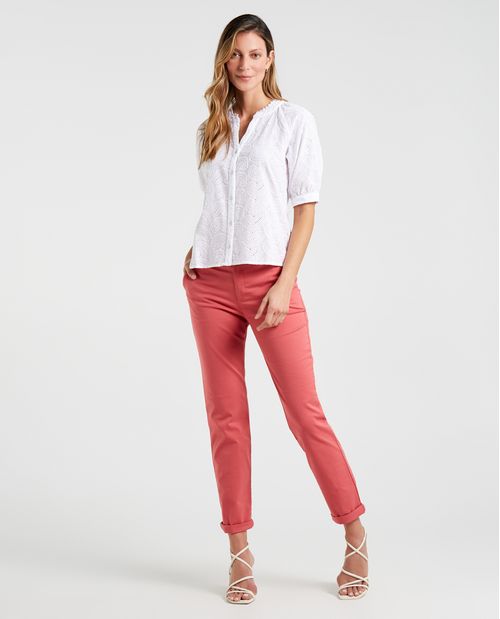 Pantalón con bolsillos diagonales para mujer