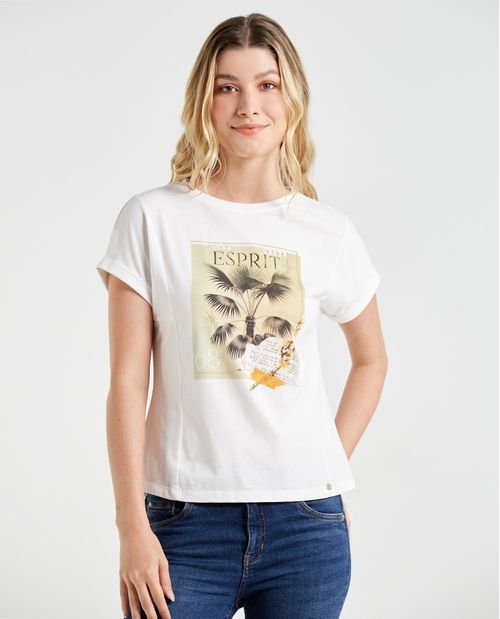 Camiseta manga corta estampada para mujer