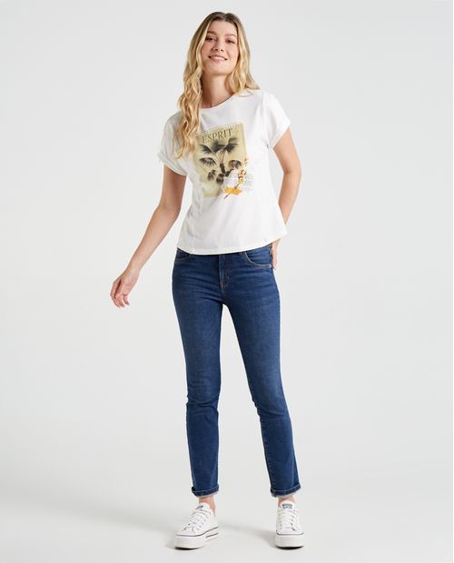 Camiseta manga corta estampada para mujer