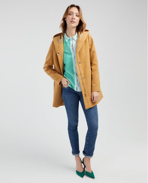 Chaqueta larga con capucha para mujer