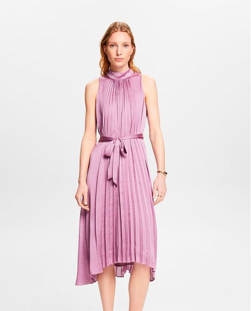 Vestido plisado con cinturón para mujer