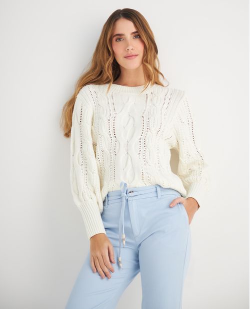 Suéter tejido cuello redondo para mujer