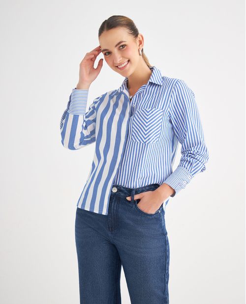 Camisa de cuello clásico para mujer