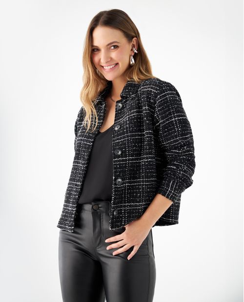 Chaqueta con detalles tejidos para mujer
