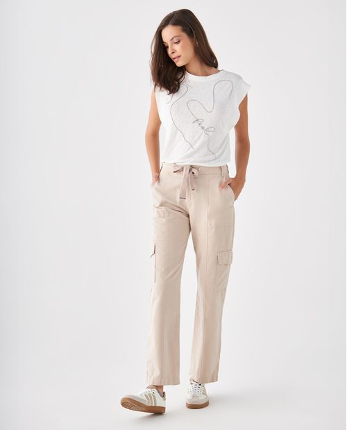 Pantalón con bolsillos de tapa para mujer