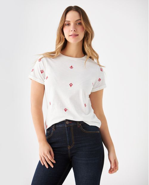 Camiseta con detalles bordados para mujer