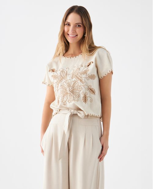 Camisa con detalles bordados para mujer