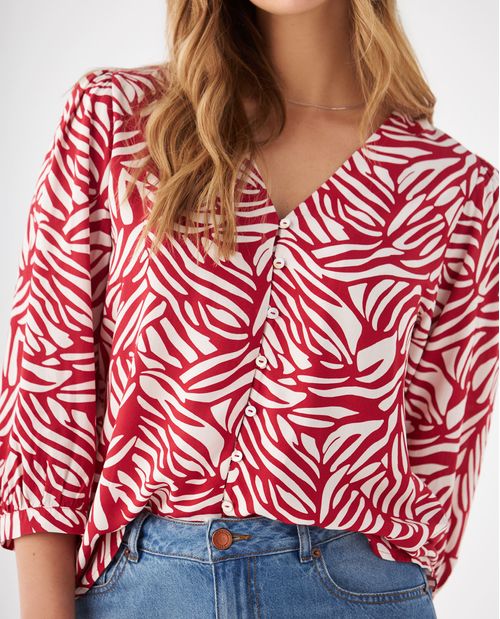 Camisa con escote en V para mujer