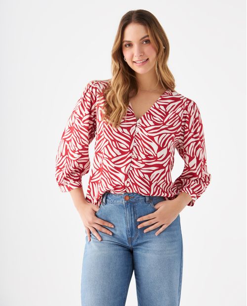Camisa con escote en V para mujer