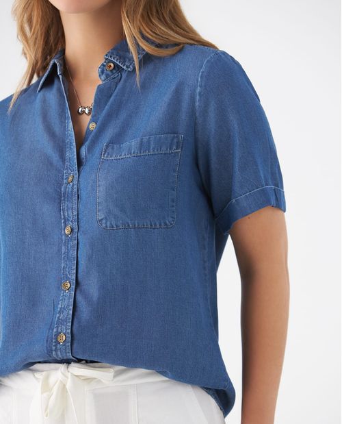 Camisa con bolsillos de parche para mujer