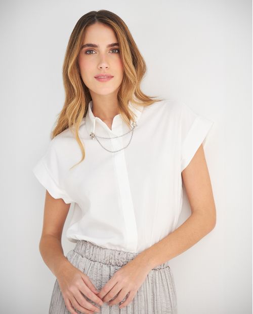 Camisa manga sisa con pieza para mujer