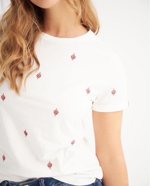 Camiseta con diseños bordados en frente para mujer
