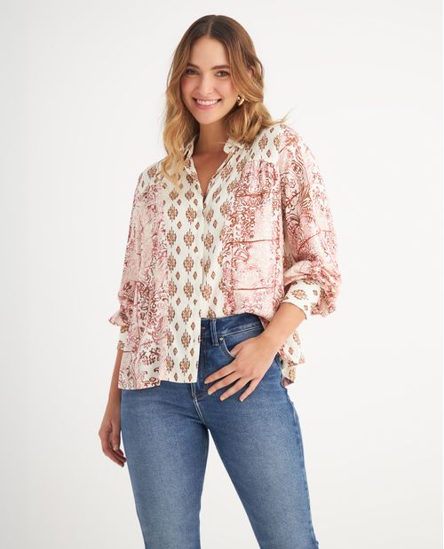 Camisa con cortes decorativos en frente para mujer