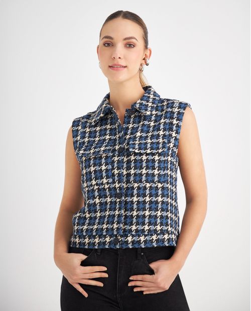 Chaleco con hilos de lúrex para mujer