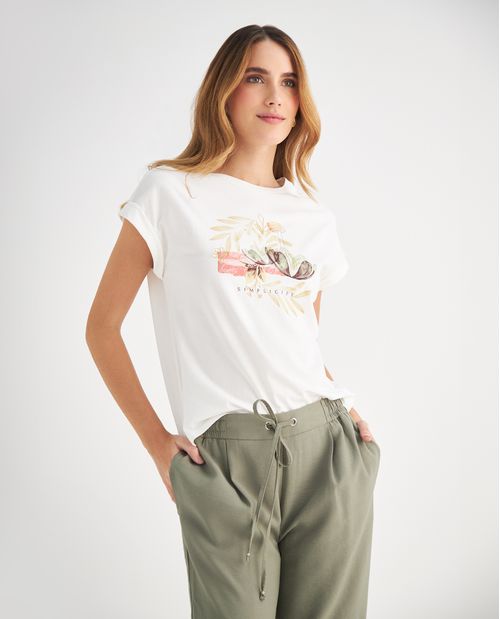 Camiseta estampada en frente para mujer